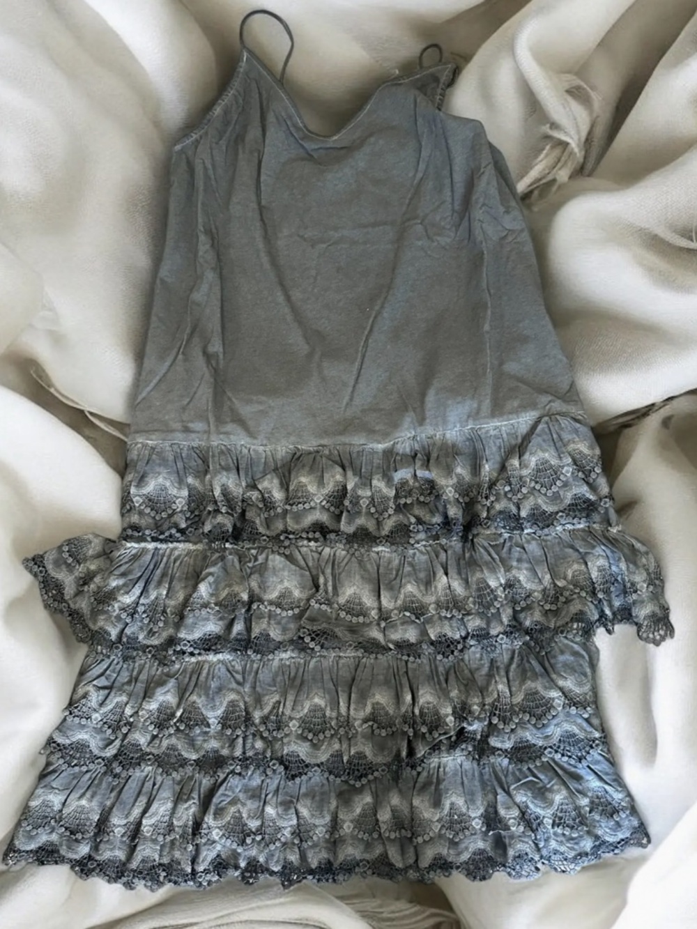 π A RARE BIRD β JULIETTE 3 β A RARE BIRD DISTRESSED RUFFLE SLIP DRESS 57 - Picture 2 of 4
